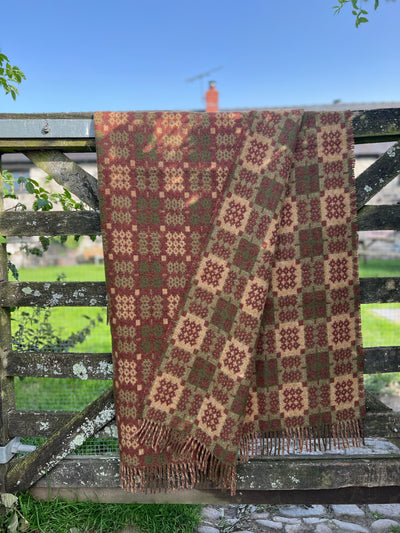 Welsh Tapestry Throw - Gwyrdd, Brown & Tan