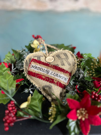 Hessian Christmas Heart Decoration