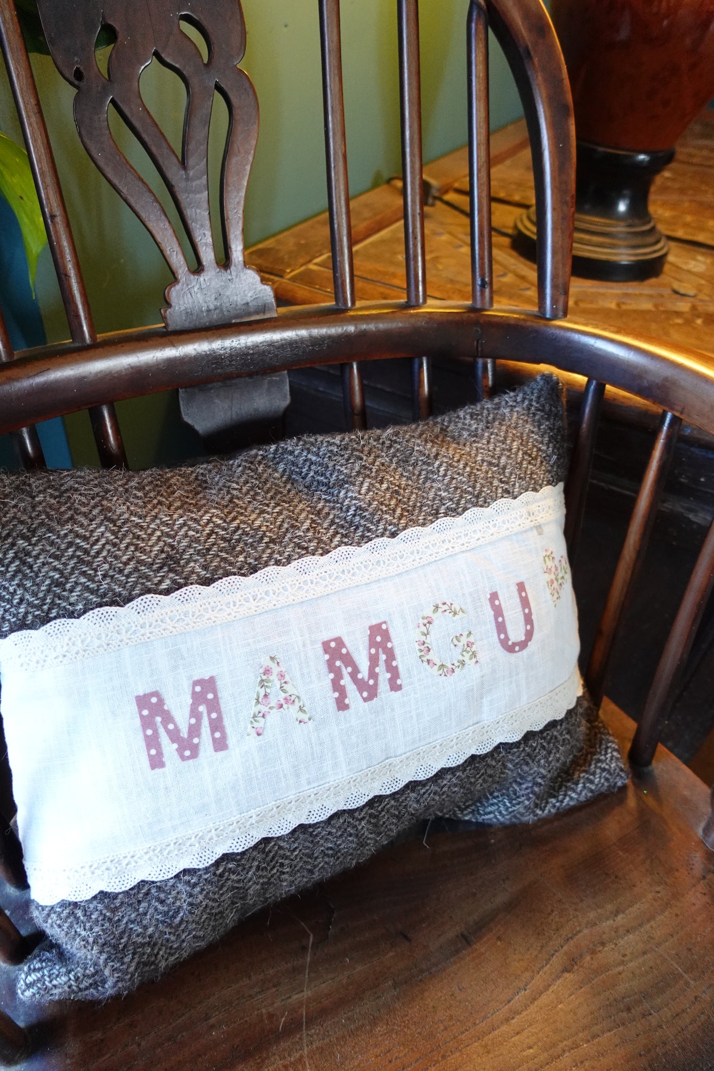 Personalised 'mamgu' cushion