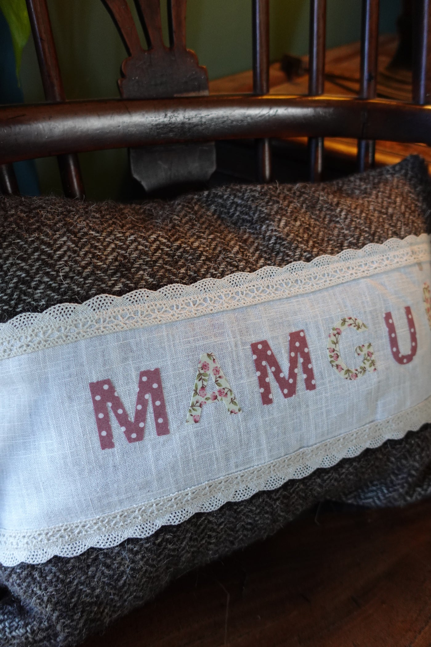 Personalised 'mamgu' cushion