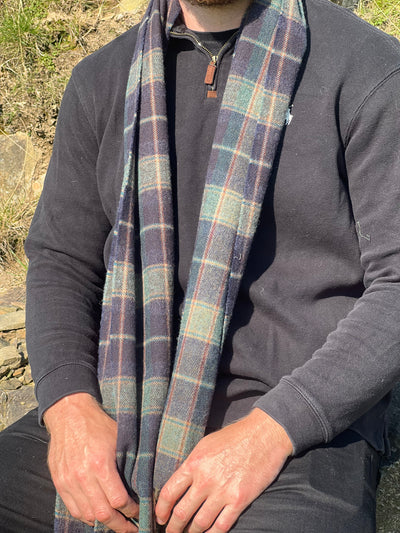 Navy tartan Woollen Scarf