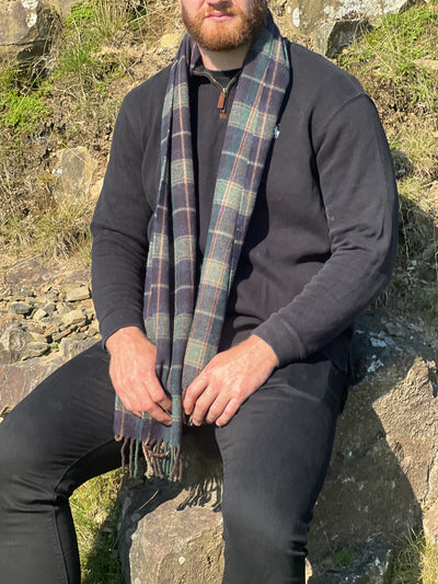 Navy tartan Woollen Scarf