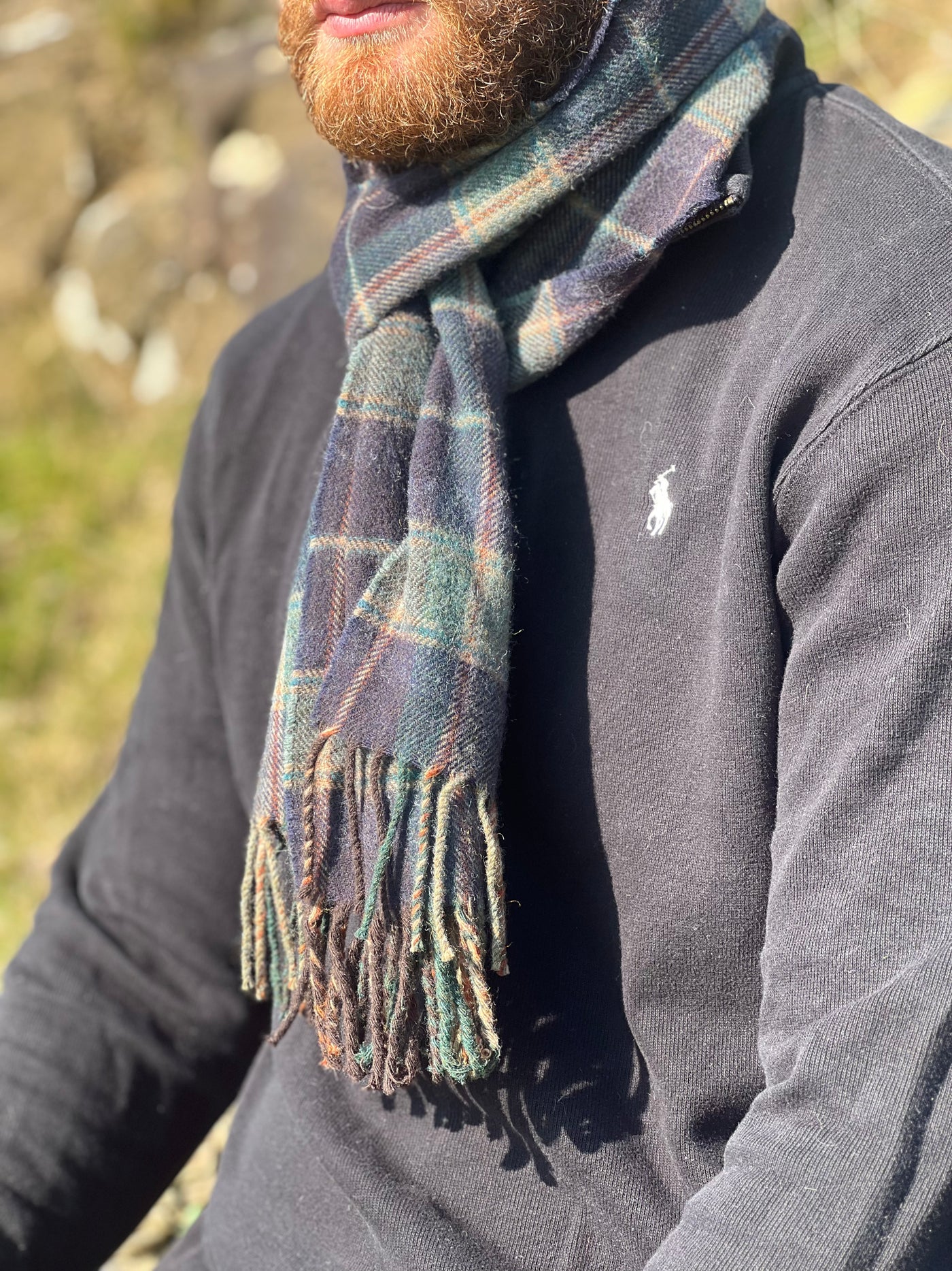 Navy tartan Woollen Scarf