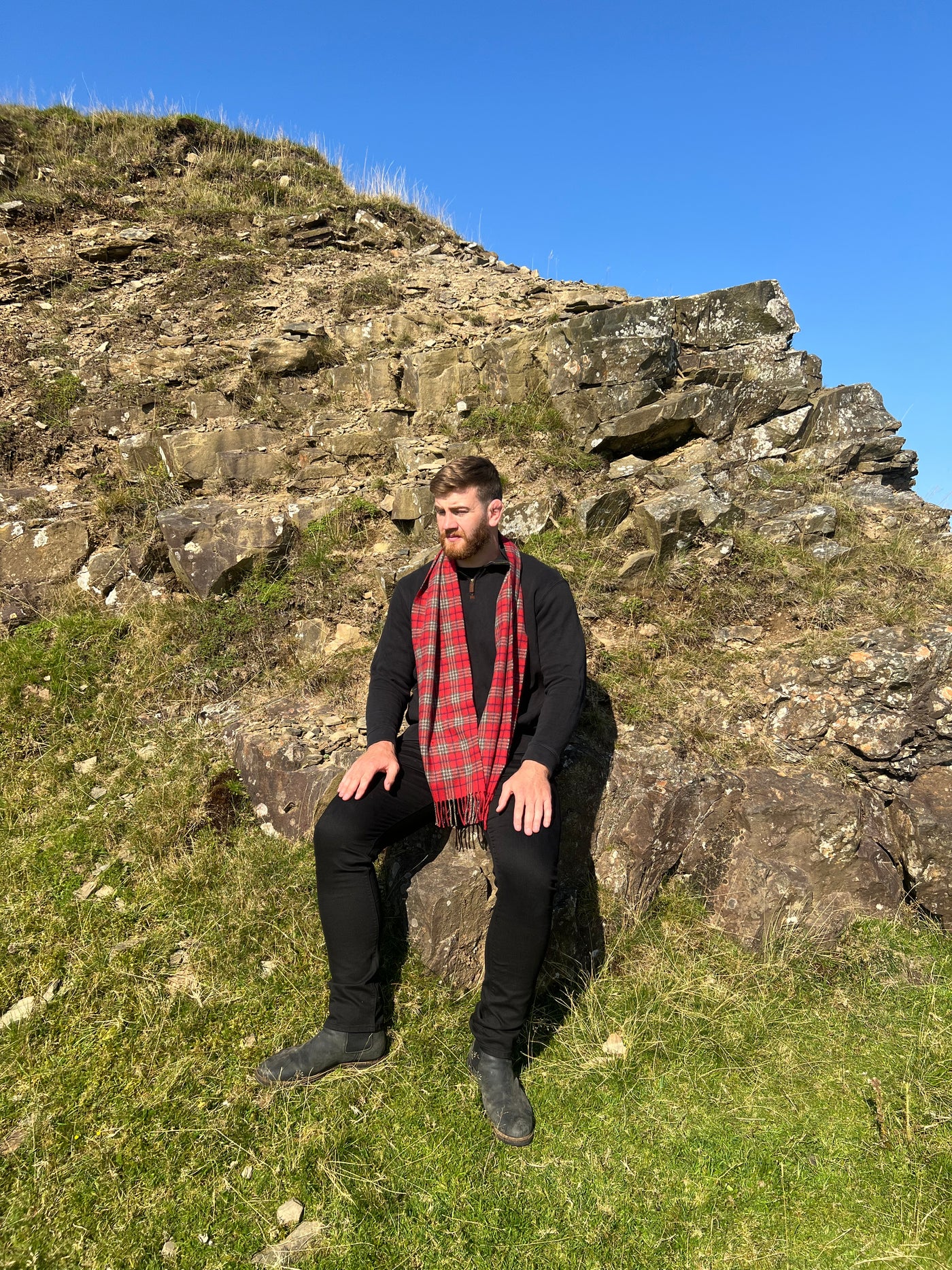 Red tartan Woollen Scarf