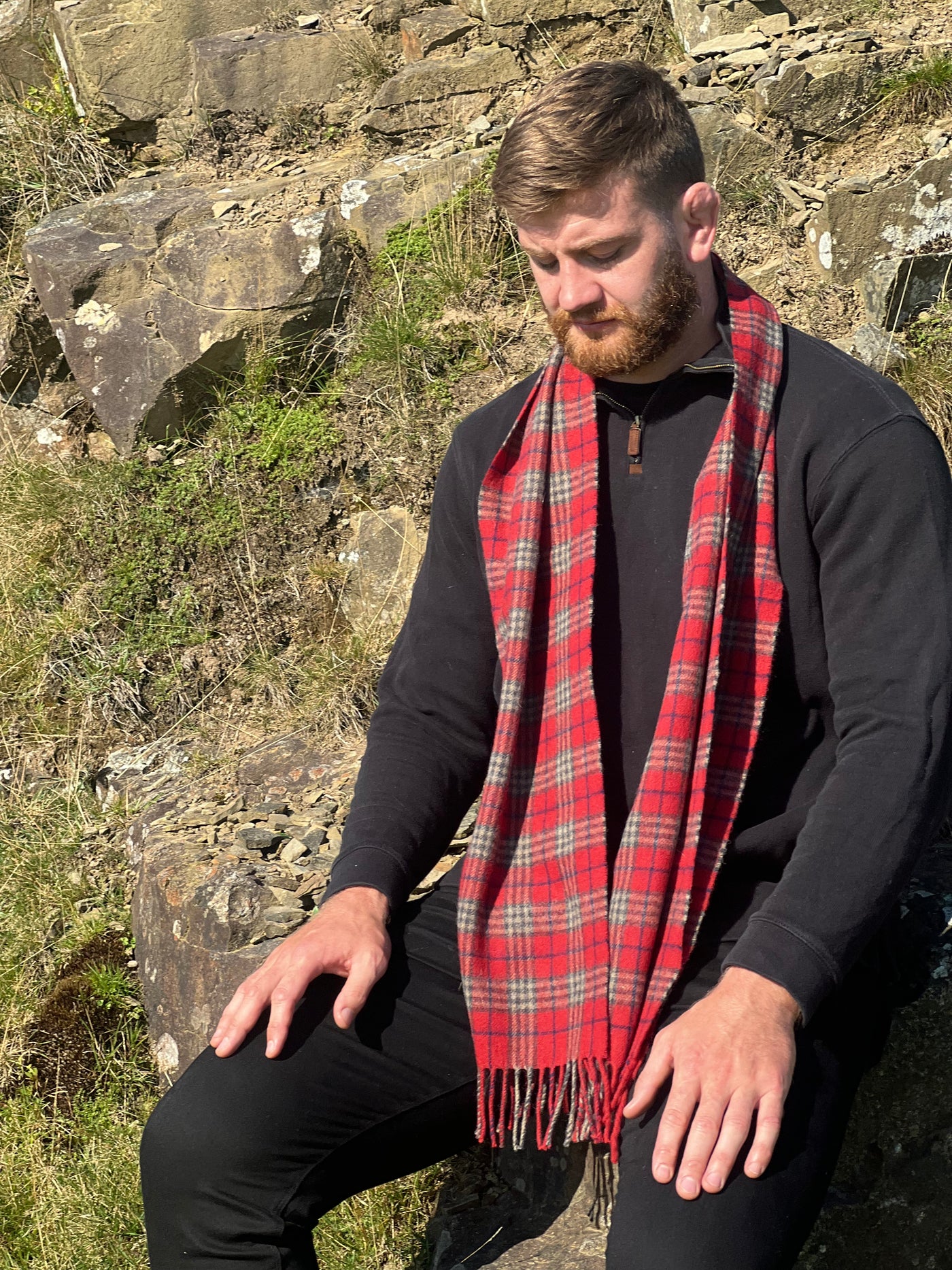 Red tartan Woollen Scarf