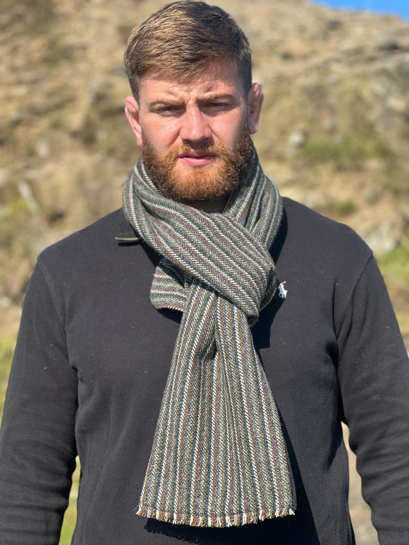 Brown striped Woollen Scarf