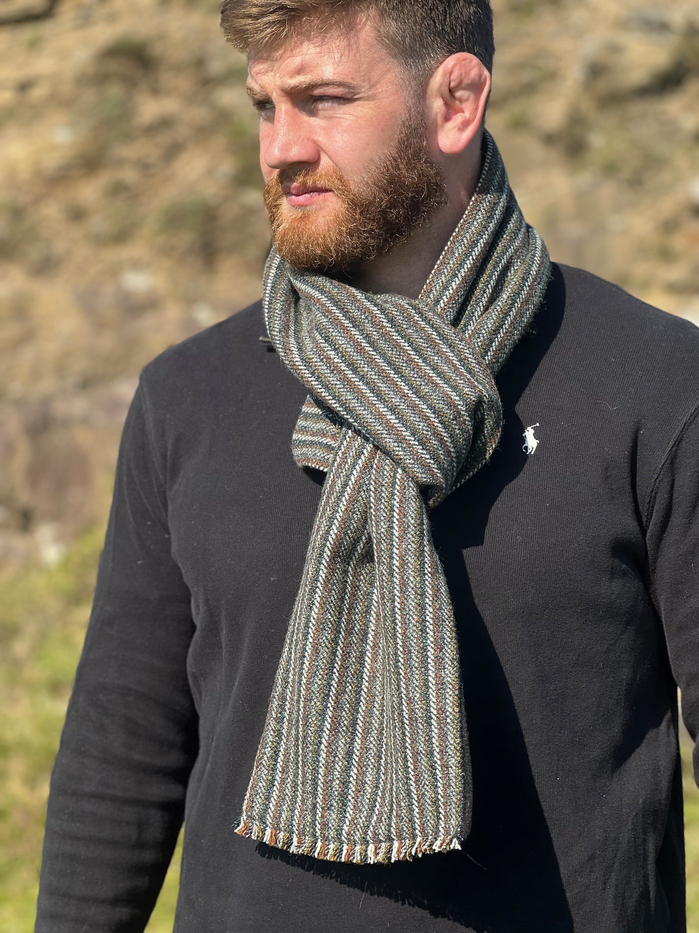 Brown striped Woollen Scarf