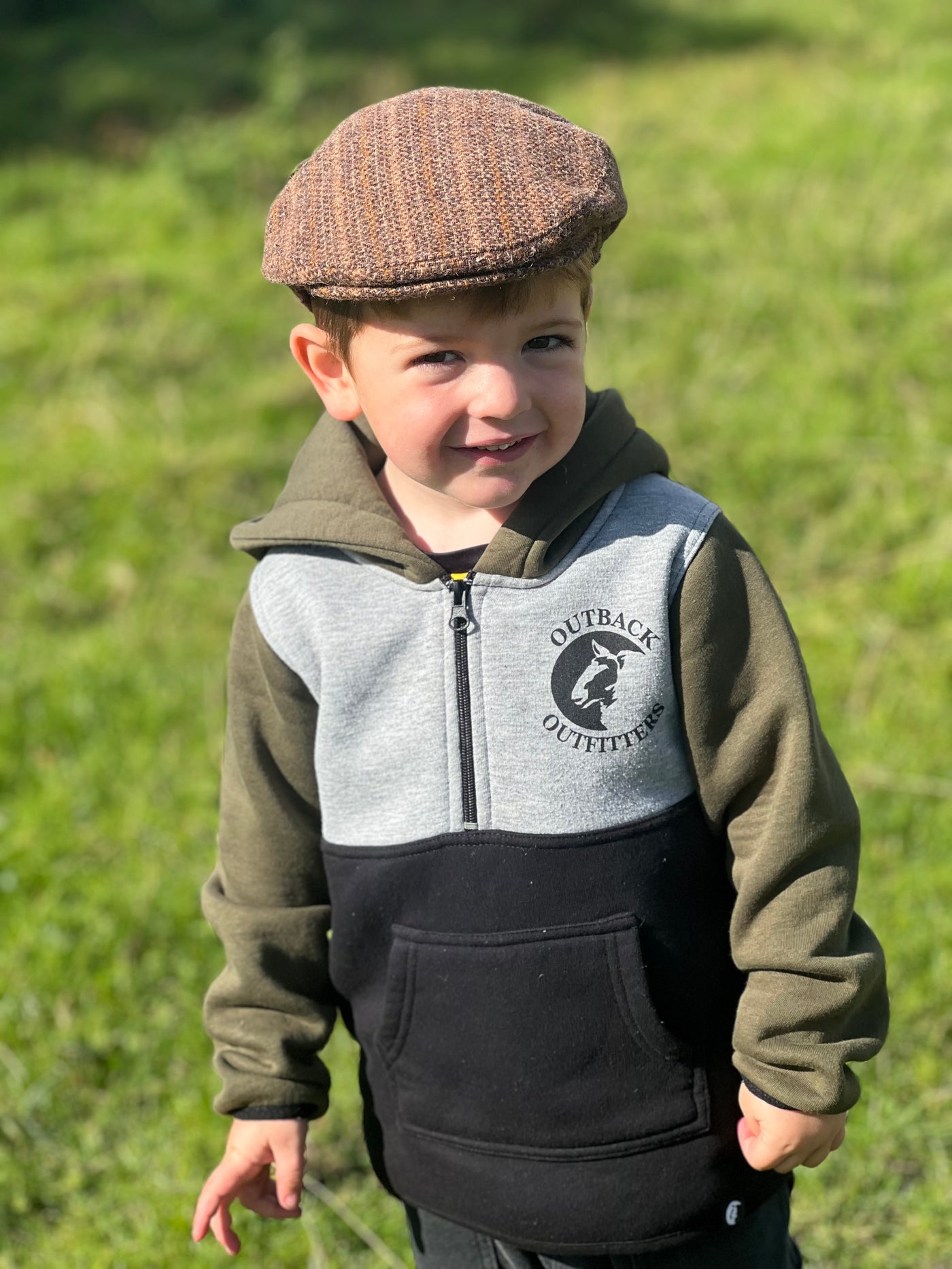 Child's Brown Herringbone Cap