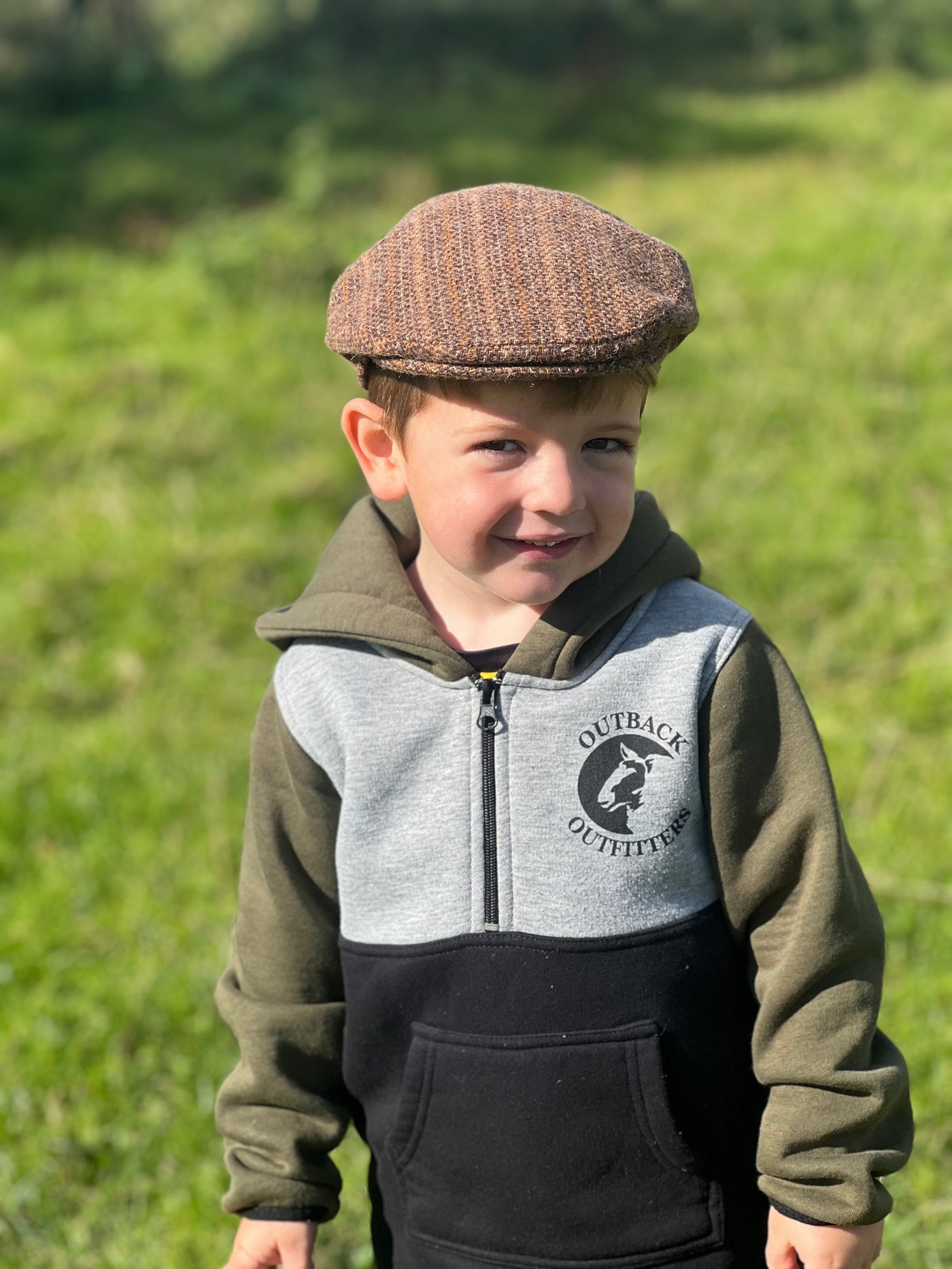 Child's Brown Herringbone Cap