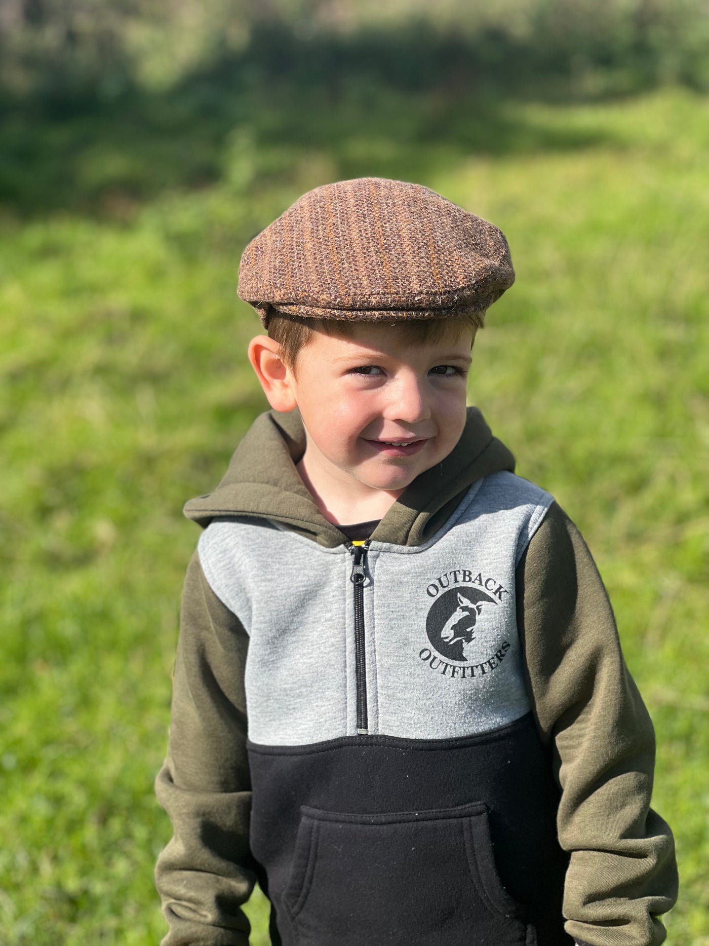 Child's Brown Herringbone Cap