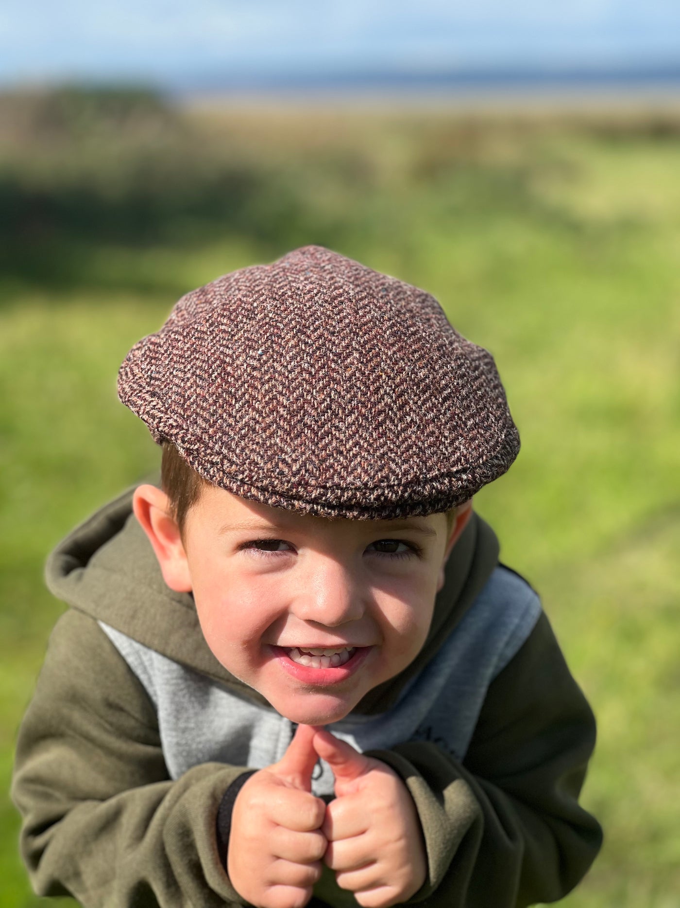 Child's Red Herringbone Cap