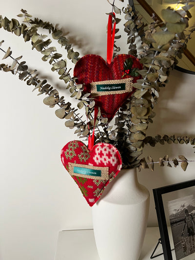 Woollen Red Christmas Heart Decoration