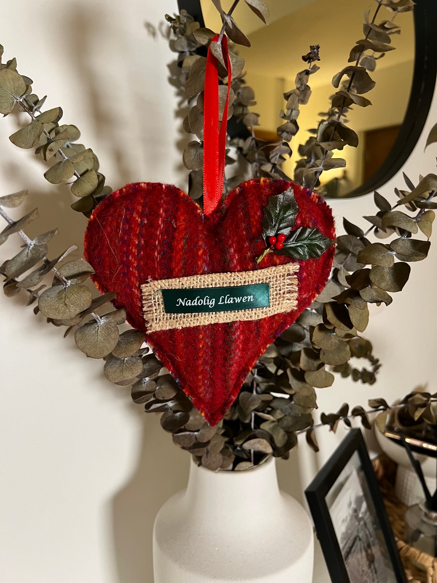 Woollen Red Christmas Heart Decoration