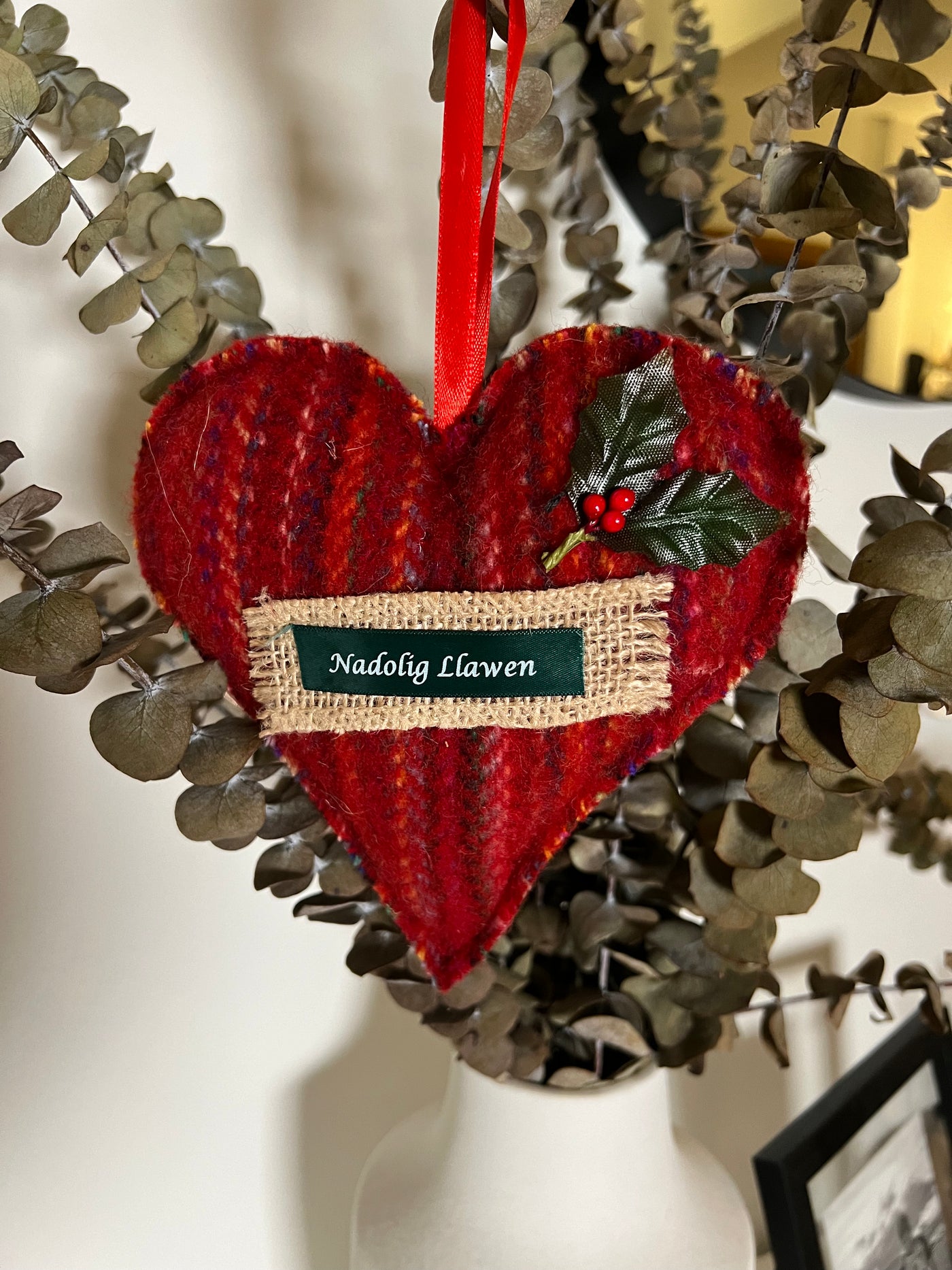 Woollen Red Christmas Heart Decoration