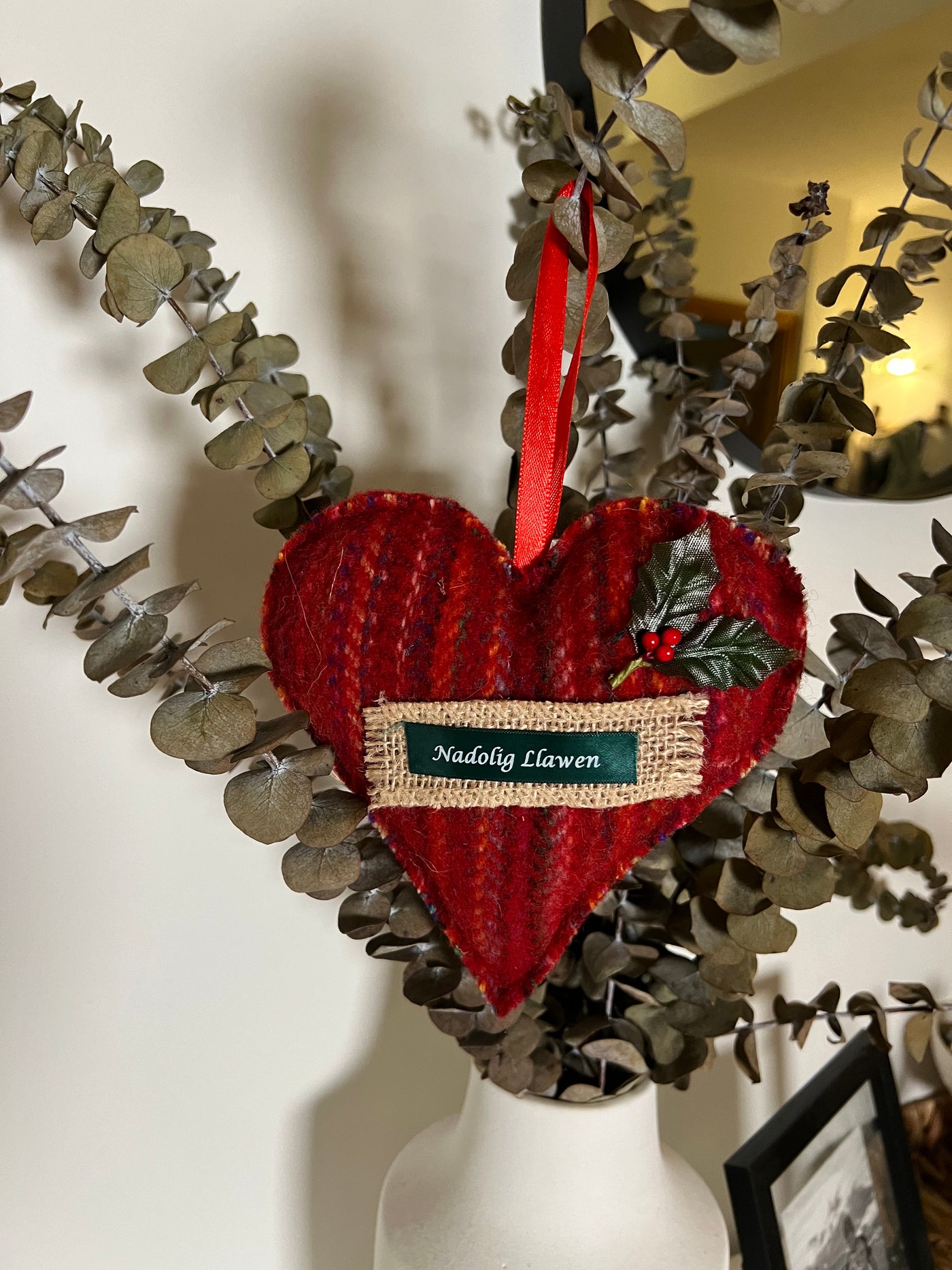 Woollen Red Christmas Heart Decoration