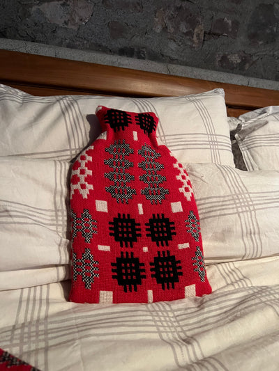 Welsh Tapestry Hot Water Bottle Cover – Côch, Gwyn & Du