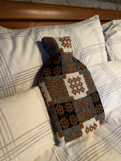 Welsh Tapestry Hot Water Bottle Cover – Brown, Du & Gwyn