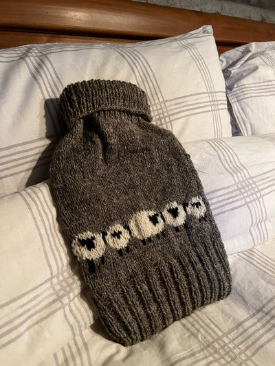 Pentwyn Farm to Yarn Hot Water Bottle Cover - Jacob & Romney Sheep Grey