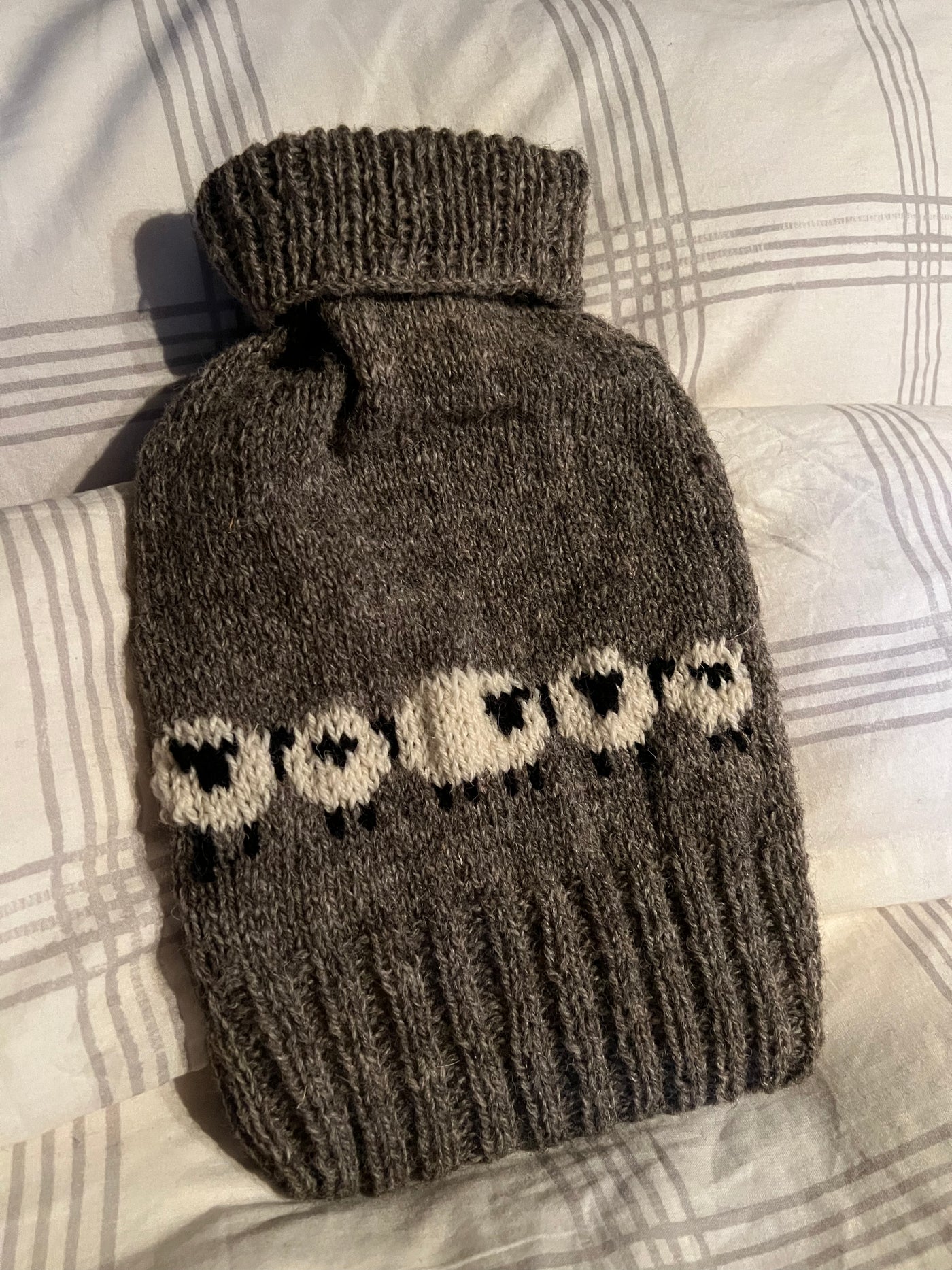 Pentwyn Farm to Yarn Hot Water Bottle Cover - Jacob & Romney Sheep Grey