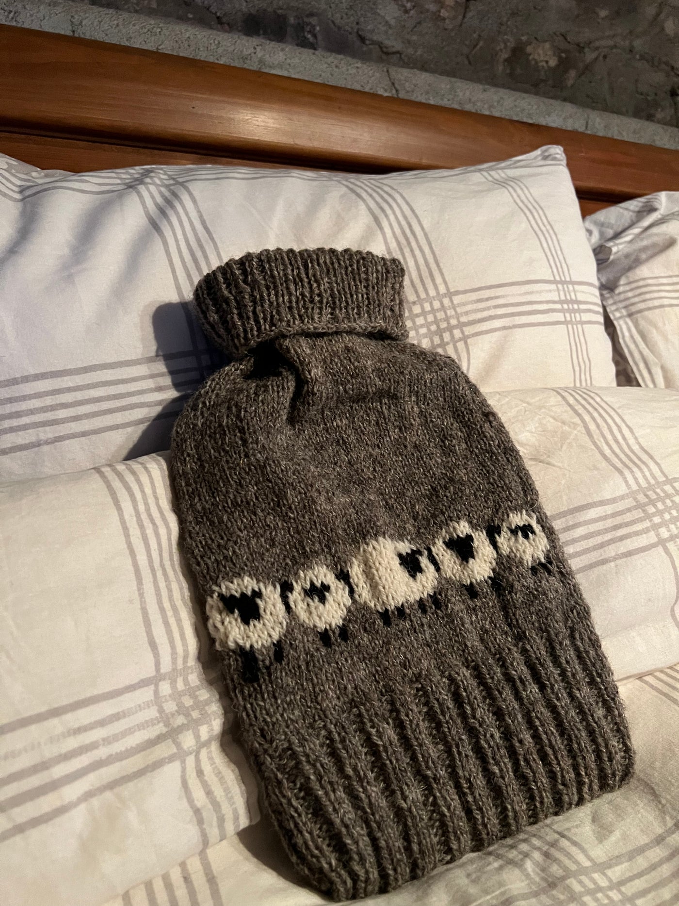 Pentwyn Farm to Yarn Hot Water Bottle Cover - Jacob & Romney Sheep Grey