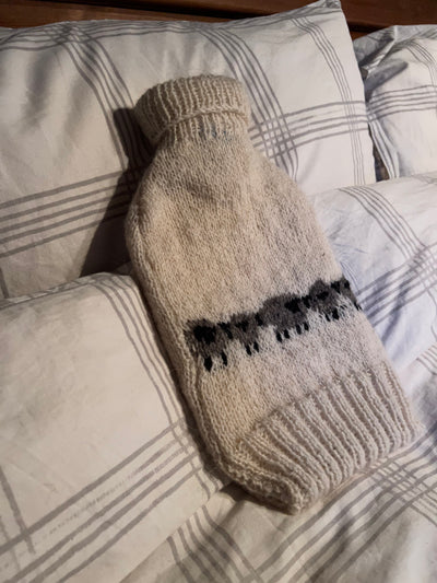 Pentwyn Farm to Yarn Hot Water Bottle Cover - Jacob & Romney Sheep Cream