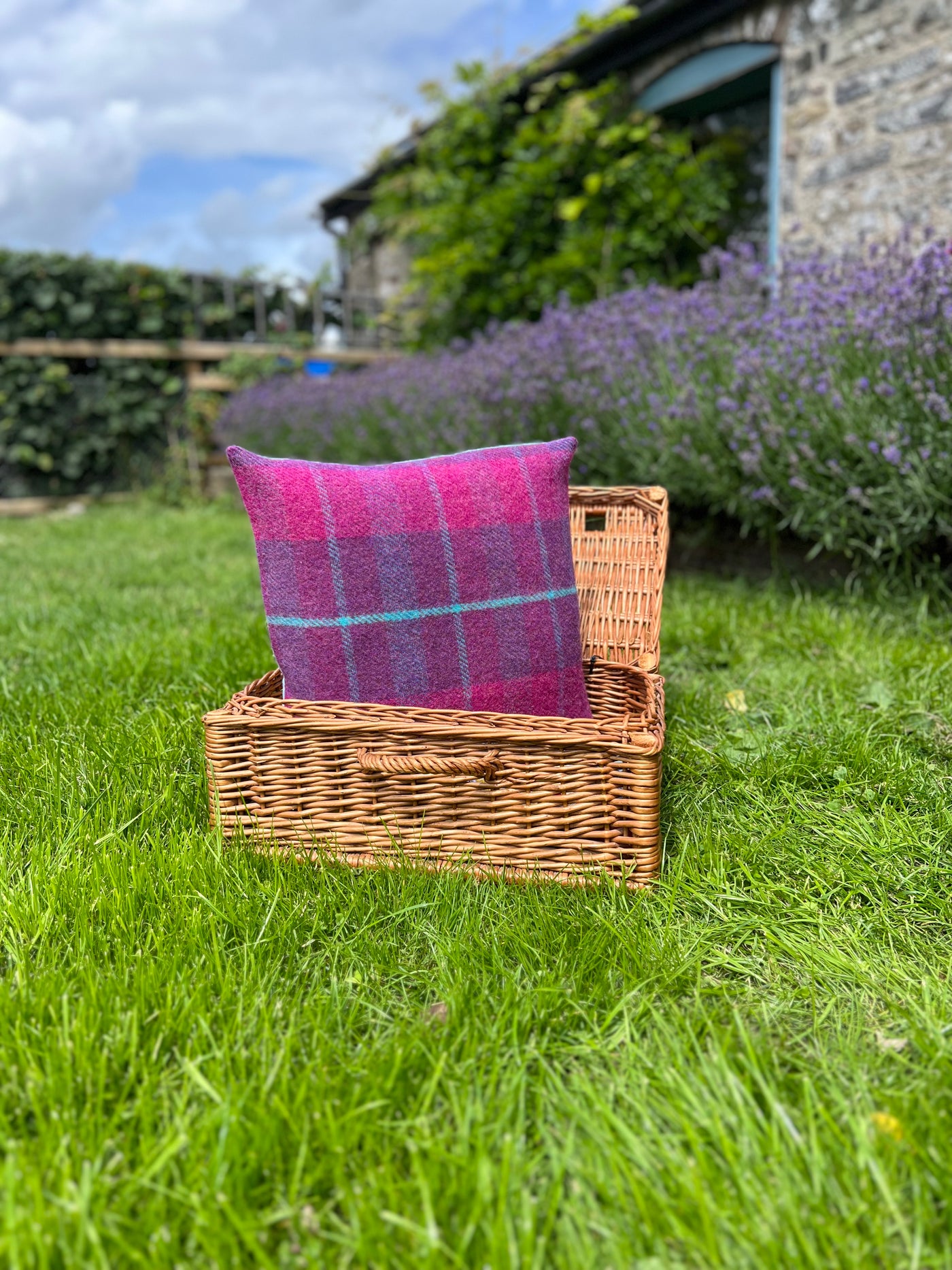 Welsh Tweed Summer Cushion –  Very Berry