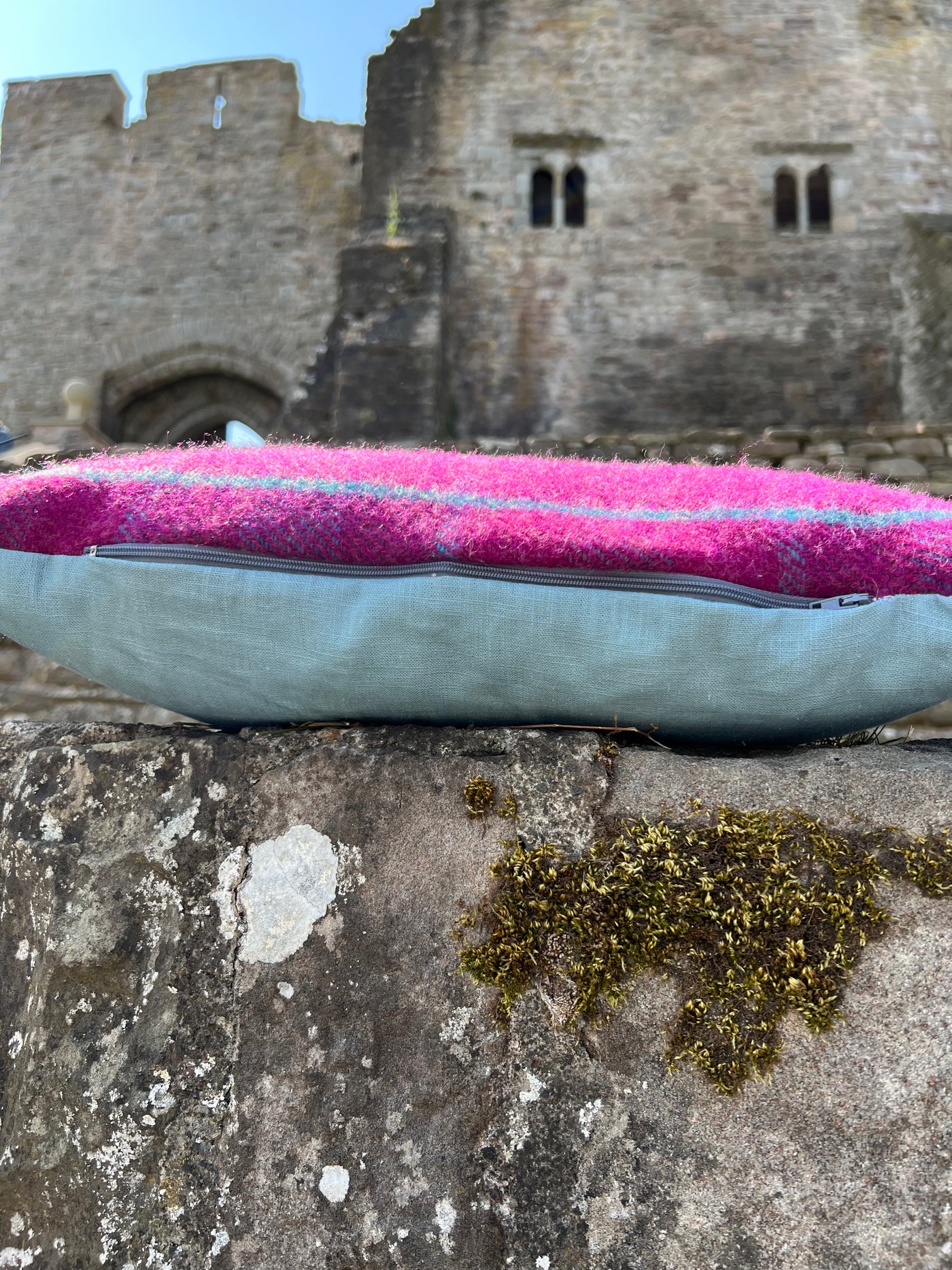 Welsh Tweed Summer Cushion –  Blue Raspberry