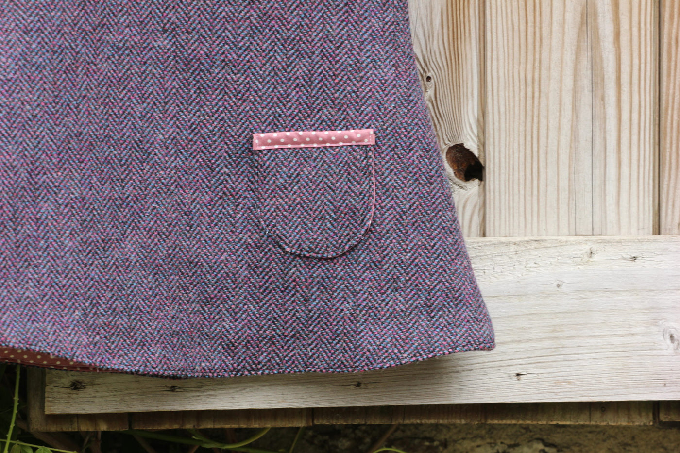 Purple Herringbone Tweed Pinafore