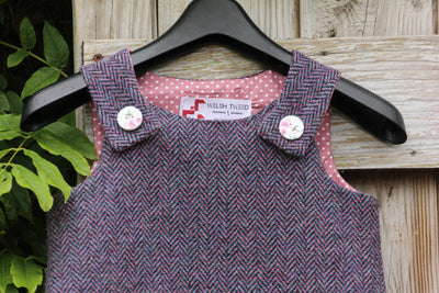 Purple Herringbone Tweed Pinafore