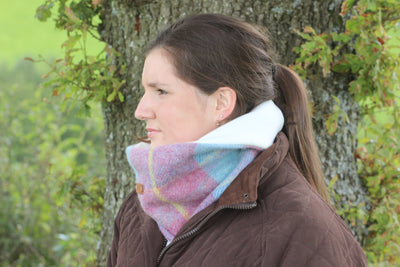 Pink and Blue Headband and Neck Warmer Set