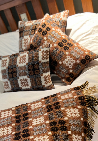 Welsh Tapestry Cushion - Brown, Gwyn & Du