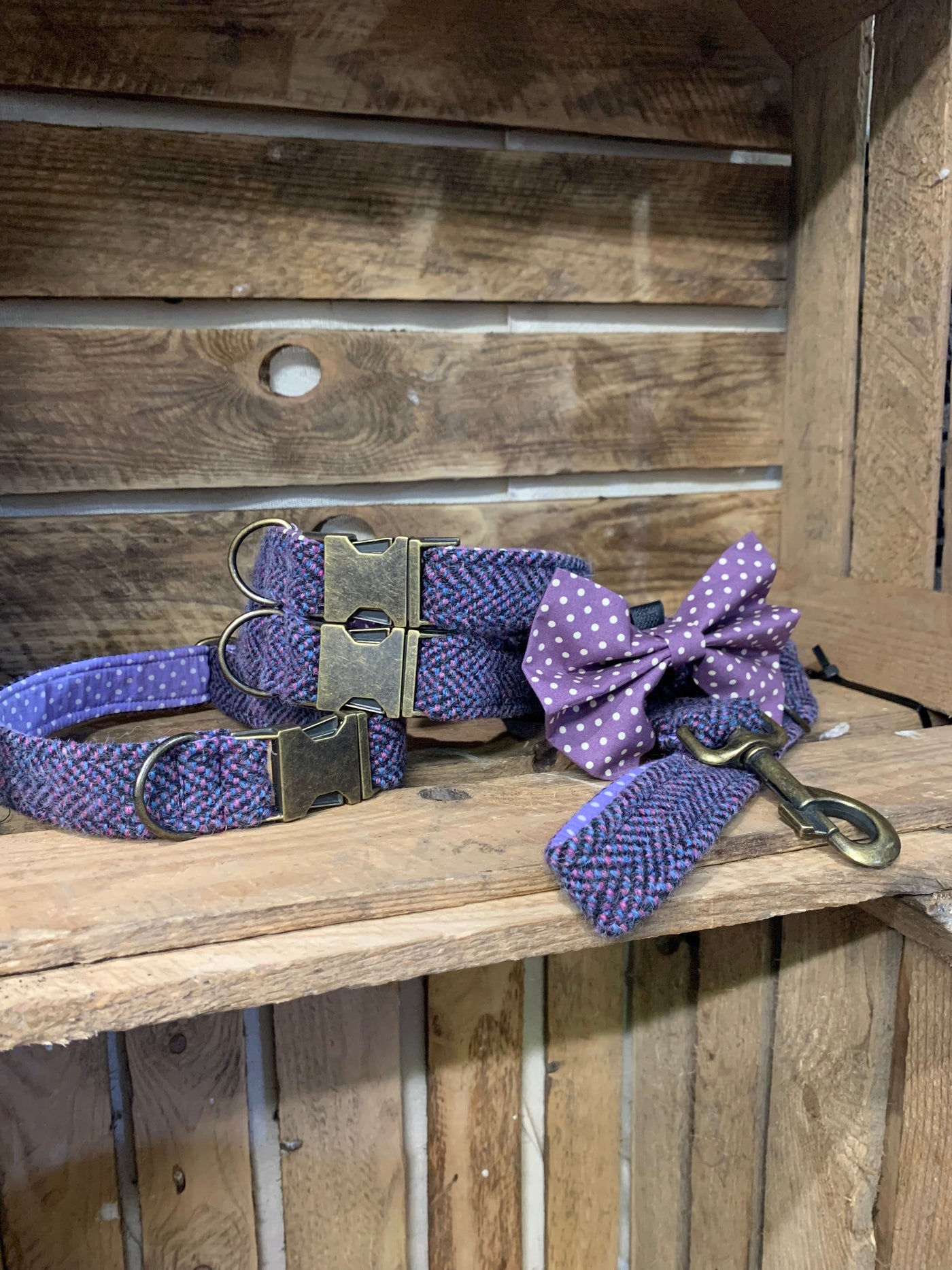 Welsh Tweed Dog Collar - Tenby Purple