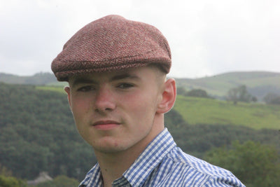 Red Herringbone Flat Cap and Neck Warmer Set