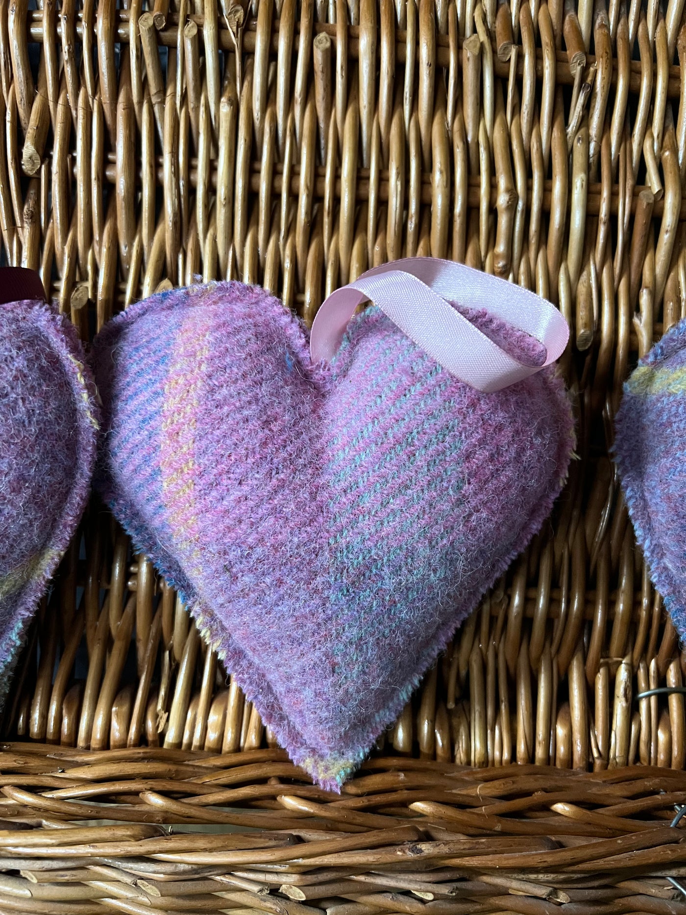 Pink Woollen Hanging Heart Decoration