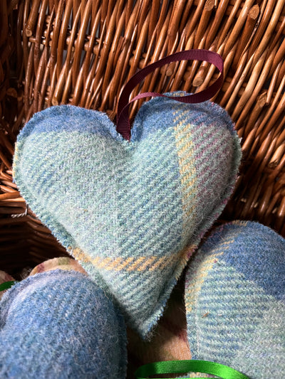 Blue Woollen Hanging Heart Decoration
