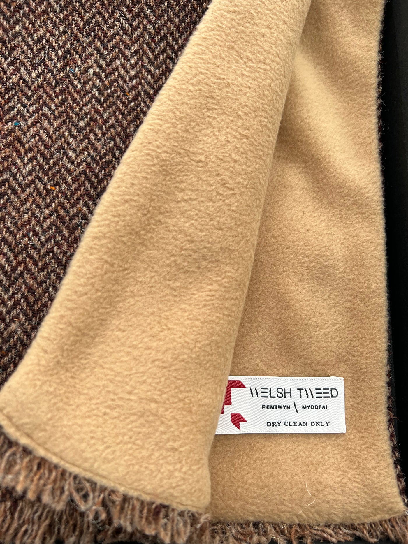 Brown Herringbone Flat Cap and matching Scarf.